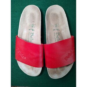 Betula Birkenstock Red Leather Slip On Slides Sandals Women’s Size 36